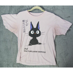 Studio Ghibli Kiki’s Delivery Service Jiji Cat T-Shirt Pink L Licensed Anime Jap
